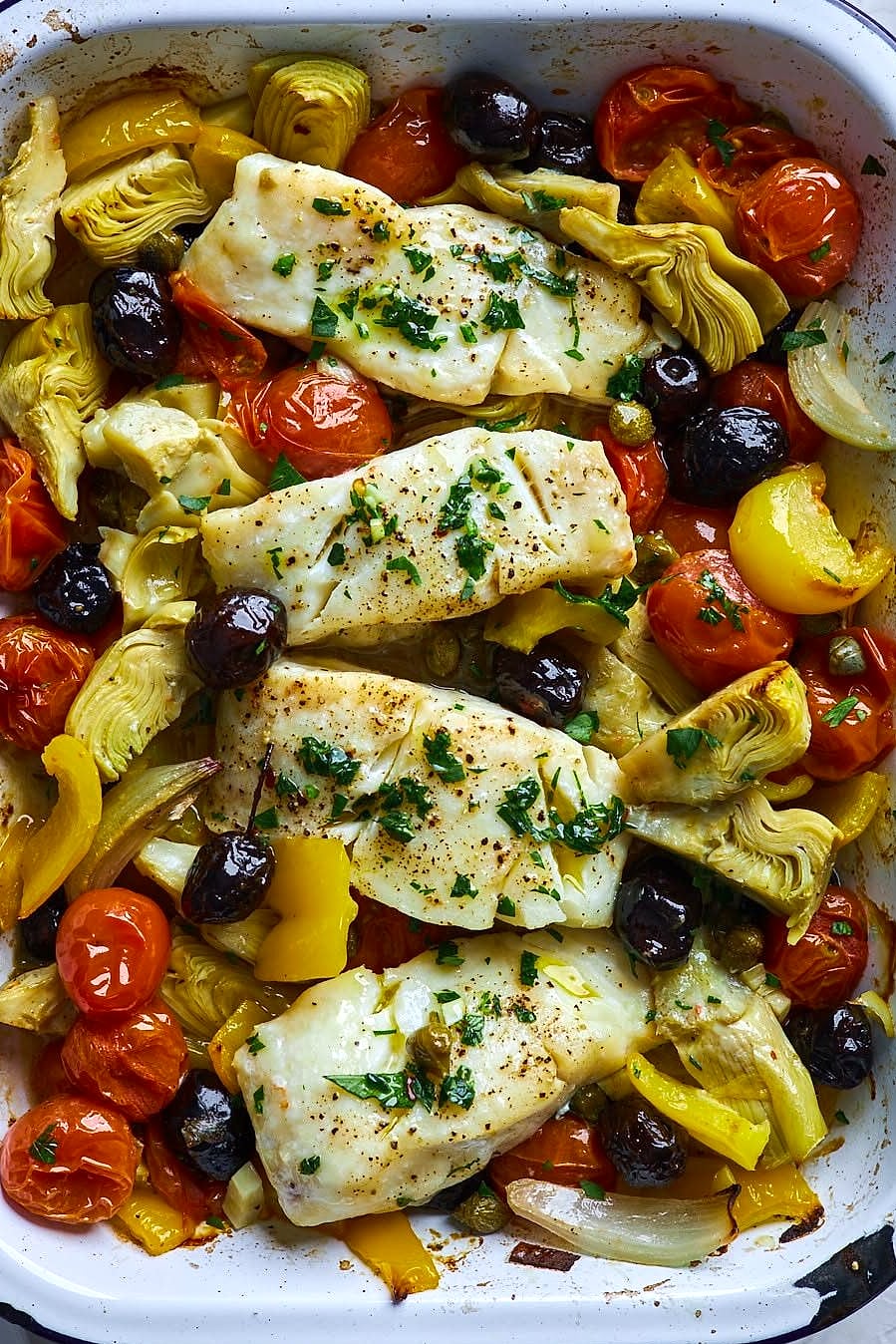 25 Days Of Mediterranean Diet Lunch Ideas You’ll Love 14 Baked Cod with Olive Tapenade