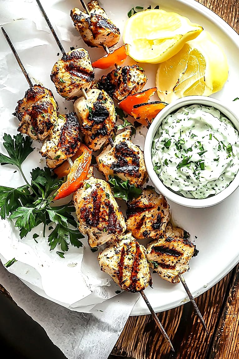 25 Days Of Mediterranean Diet Lunch Ideas You’ll Love 10 Chicken Souvlaki Plate