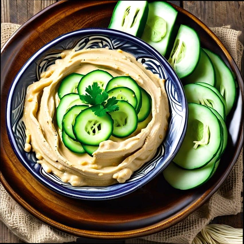 Classic Hummus with Sliced Vegetables