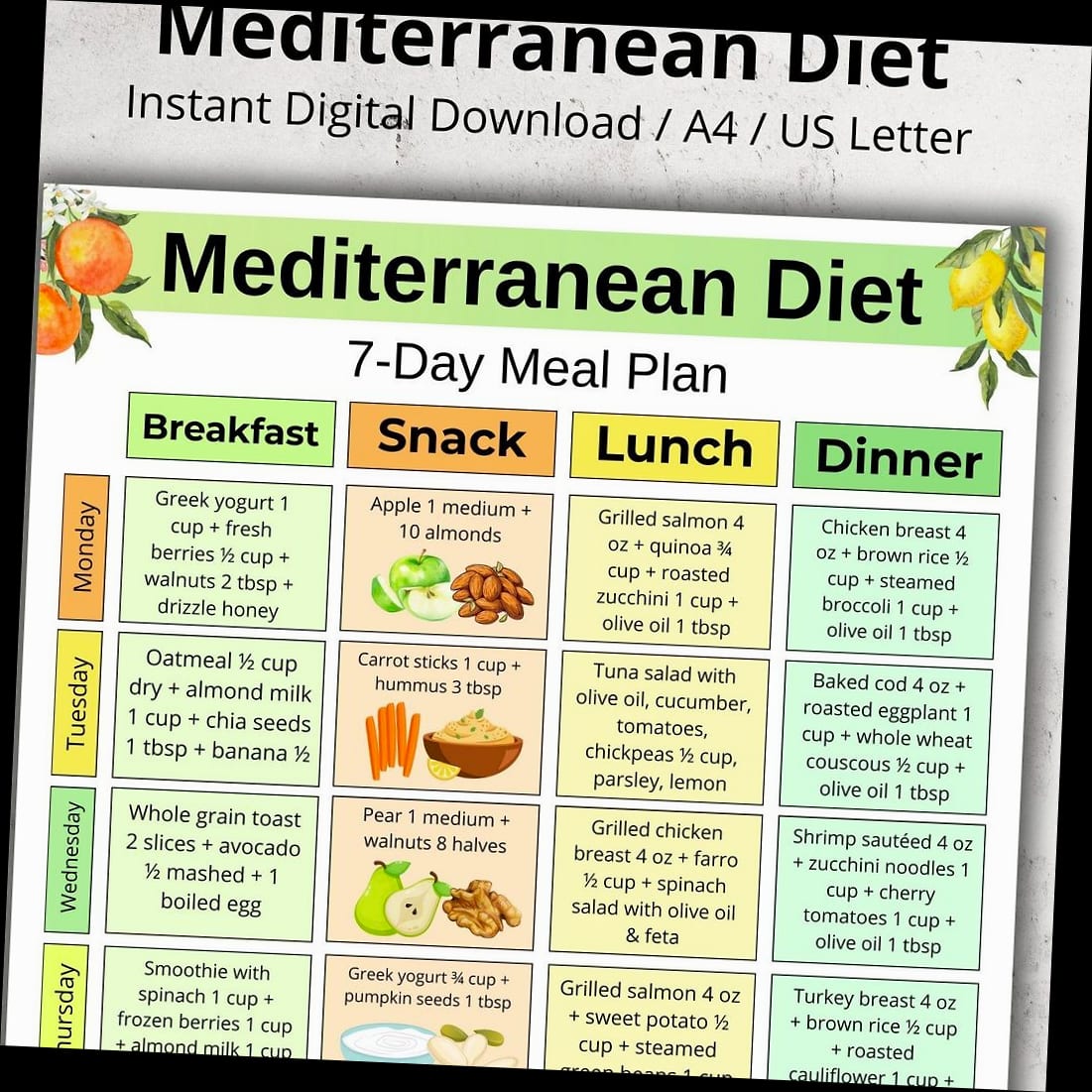 30-Day Mediterranean Diet Challenge (Plan, Grocery List & Recipes) 10 Day 7