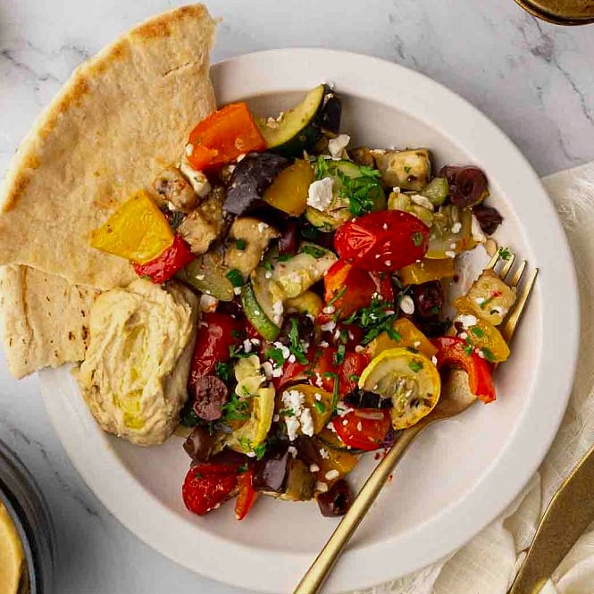 25 Days Of Mediterranean Diet Lunch Ideas You’ll Love 12 Roasted Red Pepper and Walnut Dip Plate