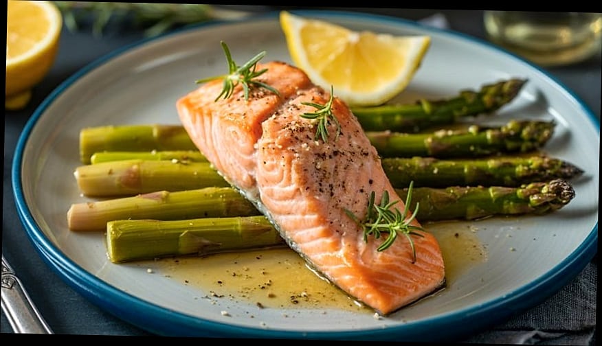 21 High-Protein, Low-Calorie Meals That Actually Keep You Full 6 Salmon and Asparagus Sheet Pan