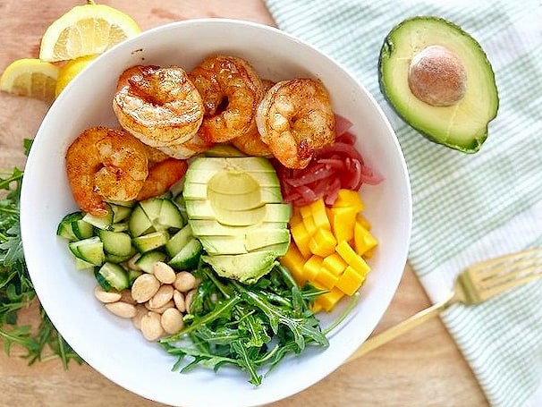 21 High-Protein Bowls That'll Keep You Full Without The Food Coma 11 Shrimp and Avocado Power Bowl